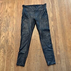 SPANX Faux Leather Leggings Black Shiny XL